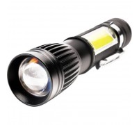 Ultraflash LED5333 (фонарь акк 4В, черн., LED+COB, 3 Вт, фокус, 4 реж, USB, бокс са)