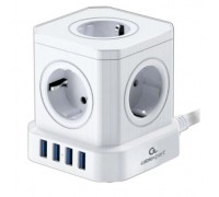Cablexpert Сетевой фильтр Tower TWR-5-U4-W-2 (5р, 10А, 4 х USB, 3.1А, 2м, ур.защиты 4+) белый, коробка