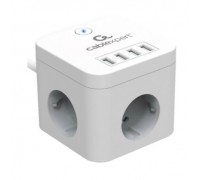 Cablexpert Сетевой фильтр Cube CUBE-3-U4-W-1.5 (3р, 10А, 4 х USB, 1.5м, ур.защиты 4+) белый, коробка
