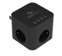 Cablexpert Сетевой фильтр Cube CUBE-3-U4-B-1.5 (3р, 10А, 4 х USB, 1.5м, ур.защиты 4+) черный, коробка