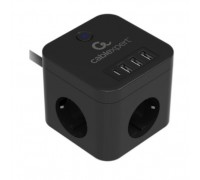 Cablexpert Сетевой фильтр Cube CUBE-3-CU3-B-1.5 (3р, 10А, 1xType-C PD, 3xUSB, 1.5м, ур.защиты 4+) черный, коробка