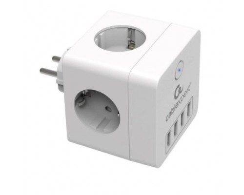 Cablexpert Сетевой фильтр Cube CUBE-4-U4-W (4 р, 16А, 4 х USB, ур.защиты 2+) белый, коробка