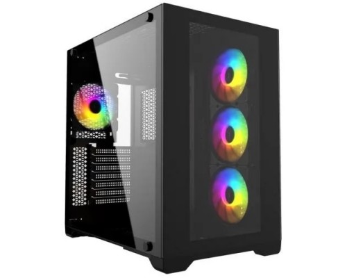 Powercase Vision Black, Tempered Glass, 4х 120mm 5-color fan, чёрный, ATX (CVBA-L4)