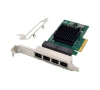 ORIENT XWT-BM19L4PE4, Сетевая карта PCI-Ex4 v2.0 4xRJ45 Gigabit Ethernet, Broadcom BCM5719 chipset, 10/100/1000 Мбит/с, 2 планки крепления в комплекте (31308)