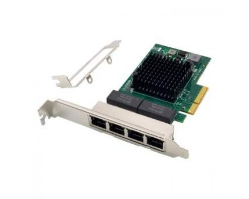ORIENT XWT-BM19L4PE4, Сетевая карта PCI-Ex4 v2.0 4xRJ45 Gigabit Ethernet, Broadcom BCM5719 chipset, 10/100/1000 Мбит/с, 2 планки крепления в комплекте (31308)