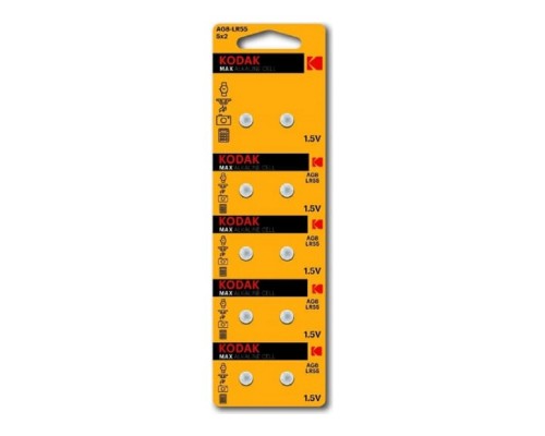 Kodak AG8 (391) LR1120, LR55 KAG8-10 Max Button Cell (100/1000/98000) (10 шт. в уп-ке)