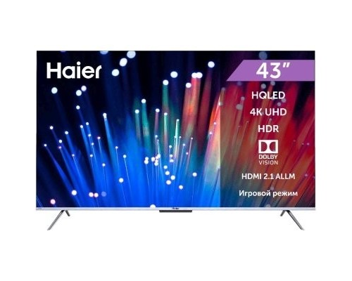 43 Телевизор HAIER Smart TV S3, QLED, 4K Ultra HD, серебристый, СМАРТ ТВ, Android DH1U8XD04RU