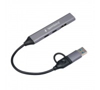 Разветвитель USB 3.0/2.0 Gembird, 4 порта: 2xType-C, 1xUSB 3.0, 1xUSB 2.0, кабель Type-C+USB (UHB-C444)
