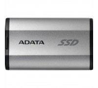 Твердотельный накопитель/ ADATA External SSD SD810, 4000GB, Type-C, USB 3.2 Gen2х2, up to R/W 2000/2000 MB/s, 72.7x44x12.2mm, Silver (5 лет)