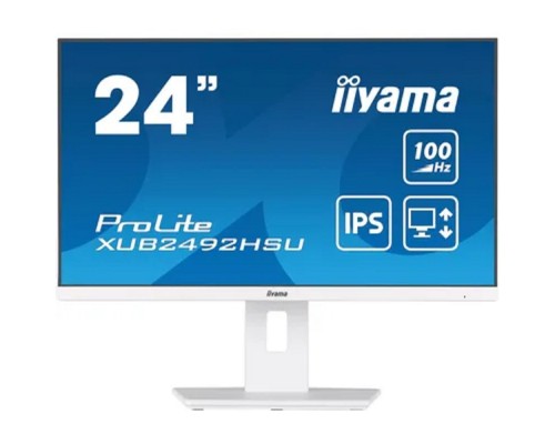 LCD Iiyama 23.8 XUB2492HSU-W6 белый IPS 1920x1080 100Hz 0.4ms HDMI DisplayPort USB M/M Pivot