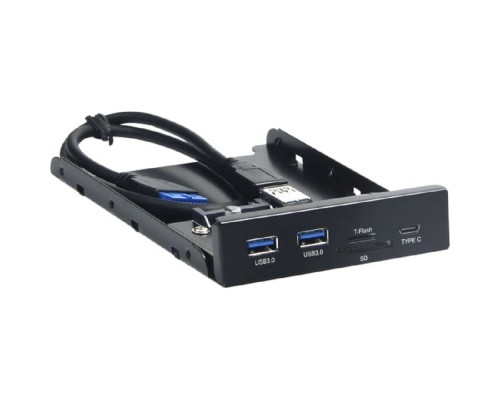 Планка USB 3.0 на переднюю панель 3.5 Gembird, 2 порта USB и порт Type-C, SD+TF, коробка (FP3.5-USB3-2A1C-CR)