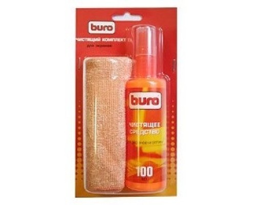 Набор чистящий BURO BU-S/MF, микрофибра 25 х 25 мм + спрей для экранов и оптики 100 мл, 1 шт. 817428