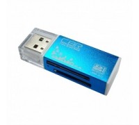 USB 2.0 Card reader синий цвет, All-in-one, Micro MS(M2), SD, T-flash, MS-DUO, MMC, SDHC,DV,MS PRO, MS, MS PRO DUO Speed Rate Glam Blue