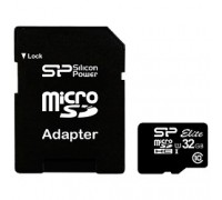 Micro SecureDigital 32Gb Silicon Power SP032GBSTHBU1V10-SP MicroSDHC Class 10 UHS-I, SD adapter