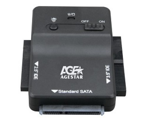 AgeStar 3FBCP1, Переходник 2.5SSD+ 2.5/3.5IDE+ 2.5/3.5SATA-&gt;USB3.0 пластик, черный, BackUp, блок питания