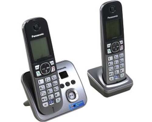 Panasonic KX-TG6822RUM (серебристый) Беспроводной DECT,громкая связь,автоответчик,определитель номера,телефонный справочник 120 зап.