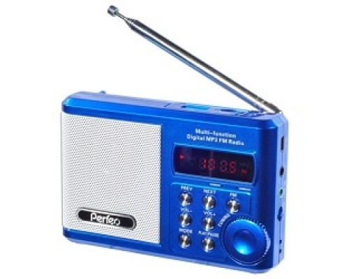 Perfeo мини-аудио Sound Ranger, FM MP3 USB microSD In/Out ридер, BL-5C 1000mAh, синий (PF-SV922BLU) PF_3183