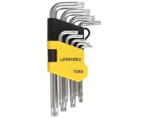Набор STAYER (2743-H9) Ключи MASTER имбусовые короткие, Cr-V, сатинированное покрытие, пластик. держатель, Т2-Т10мм, 9 пред