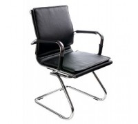 Бюрократ CH-993-Low-V/Black (Кресло, низкая спинка ,черный, искусственная кожа, полозья хром)