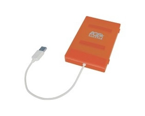 AgeStar SUBCP1 Внешний корпус 2.5 SATA HDD/SSD AgeStar SUBCP1 (ORANGE) USB2.0, пластик, оранжевый, безвинтовая конструкция (10611)