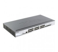 D-Link DGS-1510-28XMP/A1A PROJ Настраиваемый L2+ стекируемый коммутатор с 24 портами 10/100/1000Base-T и 4 портами 10GBase-X SFP+ (24 порта PoE 802.3af/at, PoE-бюджет 370 Вт)