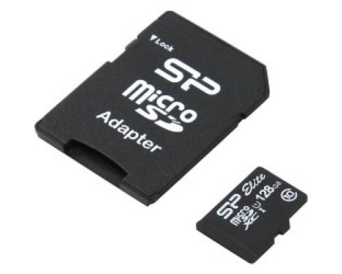 Micro SecureDigital 128Gb Silicon Power SP128GBSTXBU1V10-SP MicroSDXC Class 10 UHS-I, SD adapter