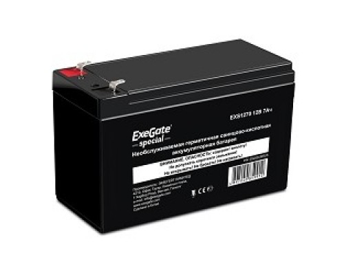 Exegate ES252436RUS Аккумуляторная батарея DT 1207/EXS1270 (12V 7Ah, клеммы F1)