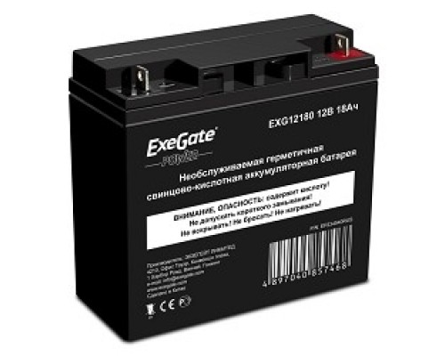 Exegate EP234540RUS Аккумуляторная батарея HR 12-18/EXG12180 (12V 18Ah, клеммы F3 (болт М5 с гайкой))