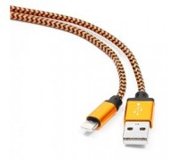 Gembird Кабель USB 2.0 Cablexpert CC-ApUSB2oe1m, AM/Lightning 8P, 1м, нейлоновая оплетка, алюминиевые разъемы, оранжевый, пакет