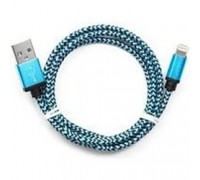 Gembird Кабель USB 2.0 Cablexpert CC-ApUSB2bl1m, AM/Lightning 8P, 1м, нейлоновая оплетка, алюминиевые разъемы, синий, пакет