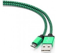 Gembird Кабель USB 2.0 Cablexpert CC-mUSB2gn1m, AM/microBM 5P, 1м, нейлоновая оплетка, алюминиевые разъемы, зеленый, пакет