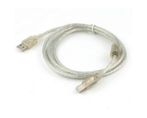 Cablexpert Кабель USB 2.0 Pro, AM/BM, 2м, экран, 2 феррит.кольца, прозрачный (CCF-USB2-AMBM-TR-2M)