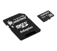 Micro SecureDigital 8Gb Smart buy SB8GBSDCL10-01 Micro SDHC Class 10, SD adapter
