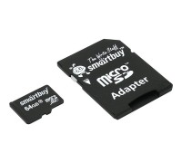 Micro SecureDigital 64Gb Smart buy SB64GBSDCL10-01 Micro SDHC Class 10, UHS-1, SD adapter