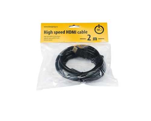Bion Кабель HDMI v2.0, 19M/19M, 3D, 4K UHD, 2м, черный BXP-HDMI2MM-020