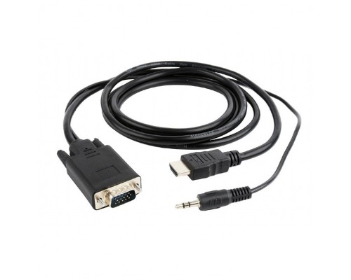 Cablexpert Кабель HDMI-VGA 19M/15M + 3.5Jack, 3м, черный, позол.разъемы, пакет (A-HDMI-VGA-03-10)