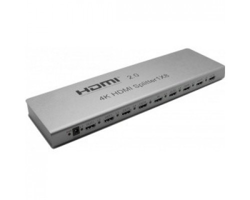 ORIENT HDMI 4K Splitter HSP0108H-2.0, 1-&gt;8, HDMI 2.0/3D, UHDTV 4K/ 60Hz (3840x2160)/HDTV1080p, HDCP2.2, EDID управление, RS232 порт, IR вход, внешний БП 5В/3А, метал.корпус (30467)