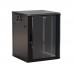 Hyperline TWB-1245-GP-RAL9004 Шкаф настенный 19-дюймовый (19), 12U, 650x 600х 450мм, стеклянная дверь с перфорацией по бокам, ручка с замком, цвет черный (RAL 9004) (разобранный)