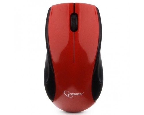 Gembird MUSW-320-R красный беспроводная, 2.4ГГц, 2 кнопки+колесо-кнопка, 1000 DPI, батарейки в комплекте, блистер