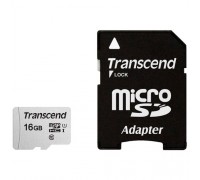 Micro SecureDigital 16Gb Transcend TS16GUSD300S-A MicroSDHC Class 10 UHS-I, SD adapter