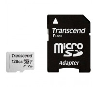 Micro SecureDigital 128Gb Transcend Class 10 TS128GUSD300S-A MicroSDXC Class 10 UHS-I U3, SD adapter