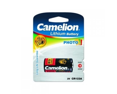 Camelion CR123A BL-1 (CR123A-BP1, батарейка фото,3В) (1 шт. в уп-ке)