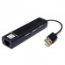 5bites Кабель-адаптер UA2-45-06BK USB2.0 сетевая карта / 3*USB2.0 / RJ45 100MB / BLACK