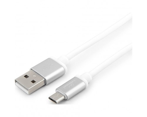 Cablexpert Кабель USB 2.0 CC-S-mUSB01W-1M, AM/microB, серия Silver, длина 1м, белый, блистер