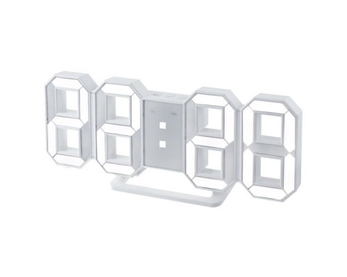 Perfeo LED часы-будильник LUMINOUS, белый корпус / белая подсветка (PF-663)