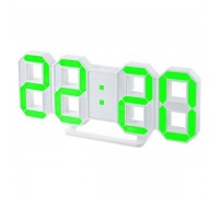 Perfeo LED часы-будильник LUMINOUS, белый корпус / зелёная подсветка (PF-663)