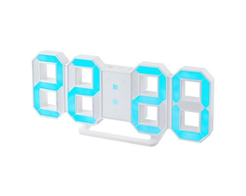 Perfeo LED часы-будильник LUMINOUS, белый корпус / синяя подсветка (PF-663)