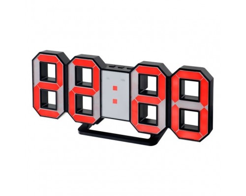 Perfeo LED часы-будильник LUMINOUS, черный корпус / красная подсветка (PF-663)