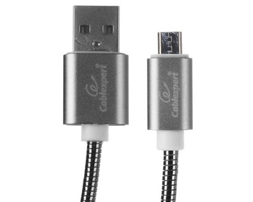 Cablexpert Кабель USB 2.0 CC-G-mUSB02Gy-1M AM/microB, серия Gold, длина 1м, титан, блистер