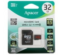 Micro SecureDigital 32Gb Apacer AP32GMCSH10U5-R MicroSDHC Class 10 UHS-I U1, SD adapter